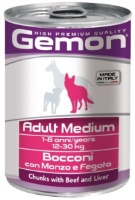 Gemon Dog Medium консервы для собак средних пород кусочки говядины с печенью 415г