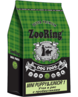 Корм для щенков и юниоров ЗооРинг MINI PUPPY&JUNIOR 1
Утка и рис с пробиотиками (без пшеницы)