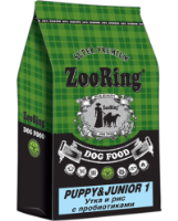 Корм для щенков и юниоров ЗооРинг PUPPY&JUNIOR 1
Утка и рис с пробиотиками
